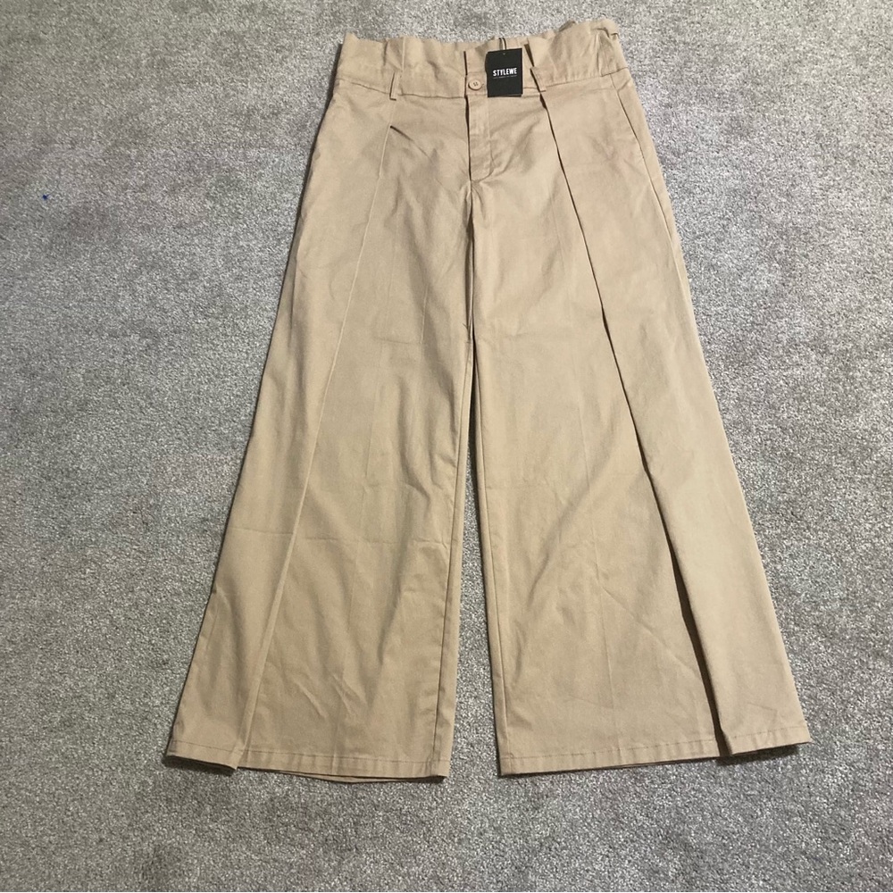 StyleWe NWT Wide Leg Paper Bag Waist sz 2XL Beige Womens